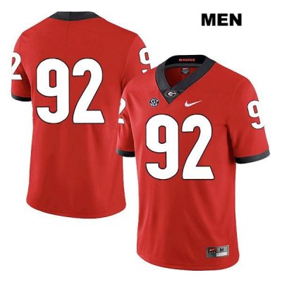 Men's Georgia Bulldogs NCAA #92 Justin Young Nike Stitched Red Legend Authentic No Name College Football Jersey BEU8554JG